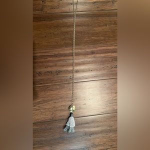Gold and Gray Tassel Necklace